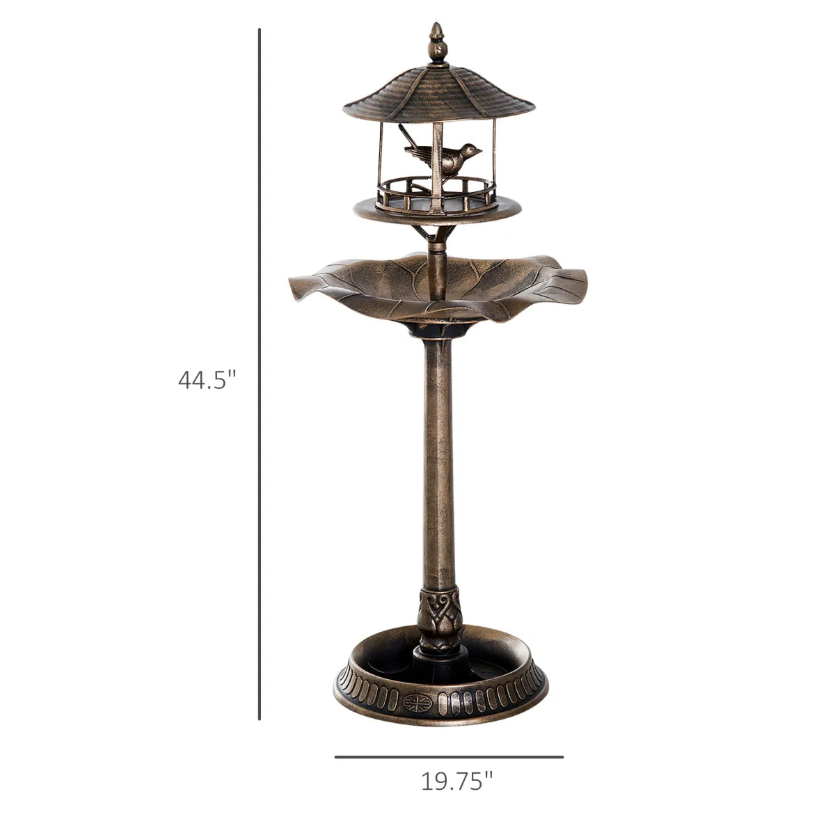 3-in-1 Garden Bird Bath Pedestal with Feeder, Bronze