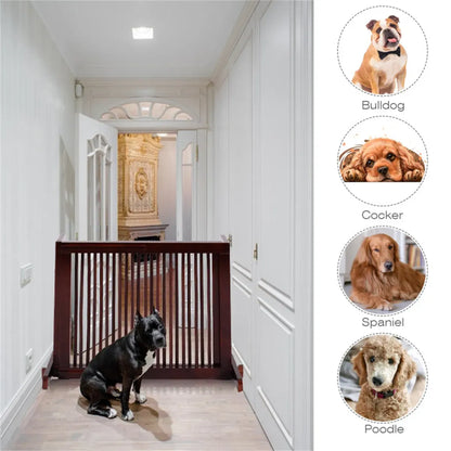 3-Panel Wooden Freestanding Pet Gate, Adjustable Length