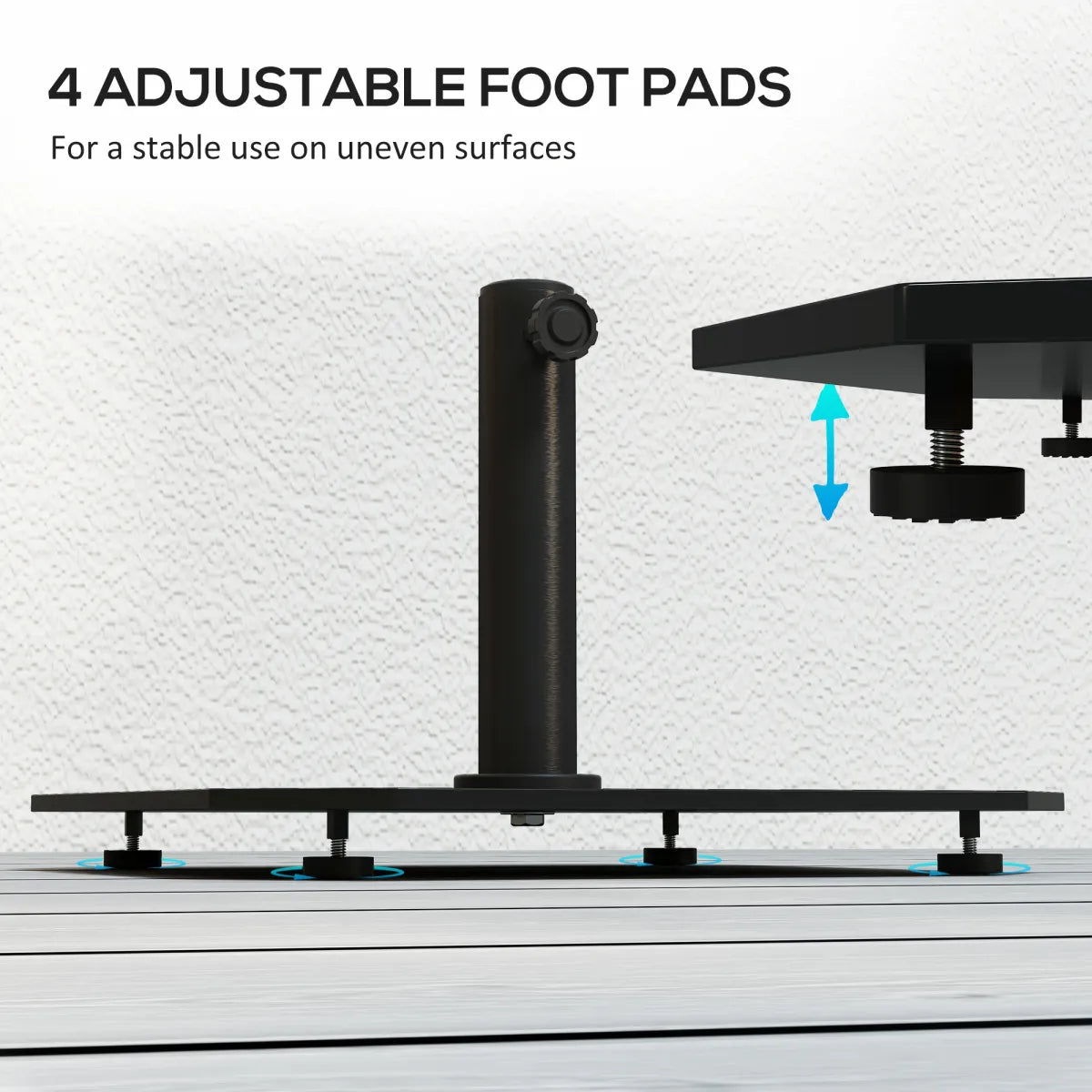 Square Patio Umbrella Base, 41 lbs Metal Stand with Adjustable Foot Pads, Black