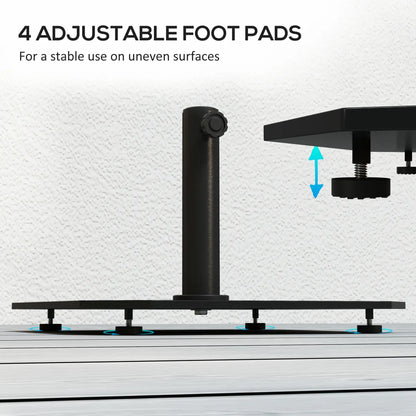 Square Patio Umbrella Base, 41 lbs Metal Stand with Adjustable Foot Pads, Black