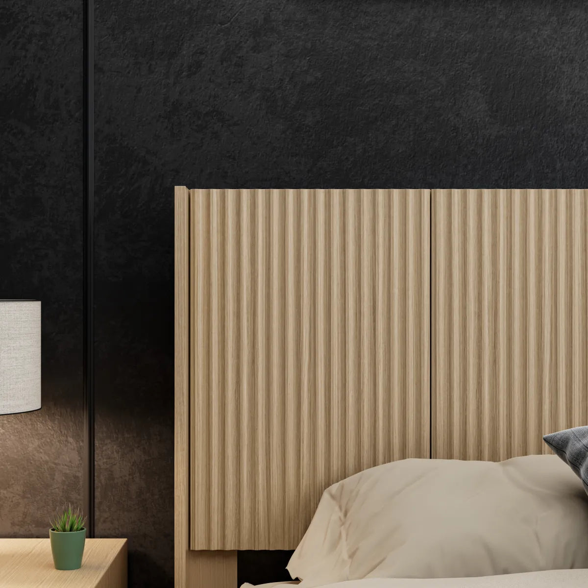 Fluted Panel Wood Headboard, Natural Oak
