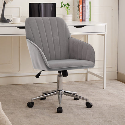Velvet Swivel Office Chair, Gray