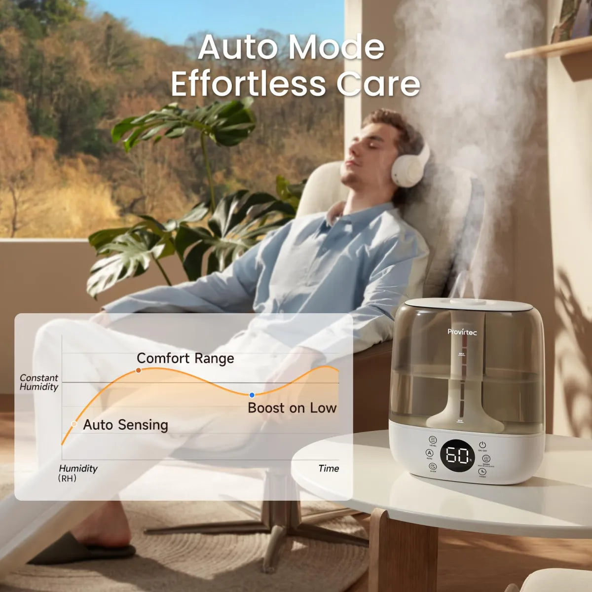 6L Warm & Cool Mist Humidifier – Top-Fill, Self-Cleaning for Large Rooms