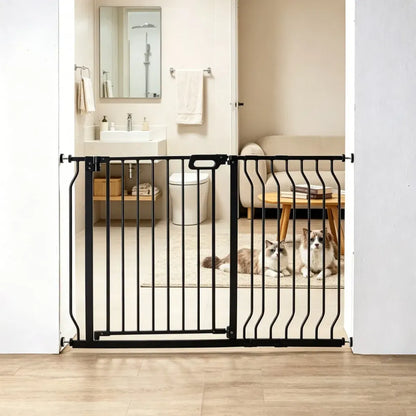Swing-Open Metal Pet Gate for Hallways and Stairs, Adjustable Width