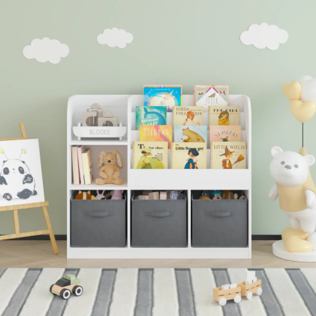 Kids Bookcase, White & Gray – view 2