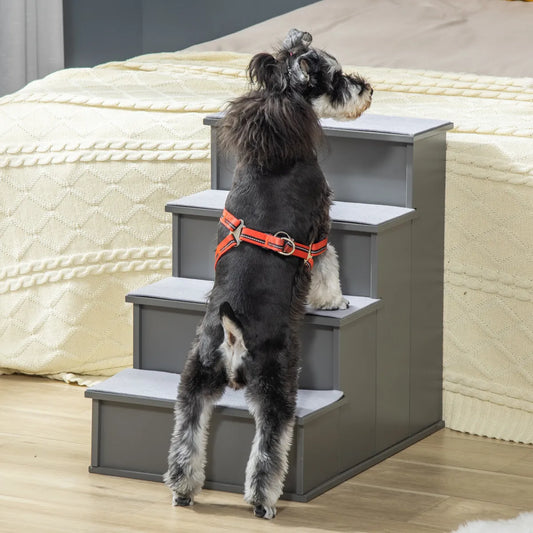 Cushioned Pet Stairs for Couch and Bed, Grey