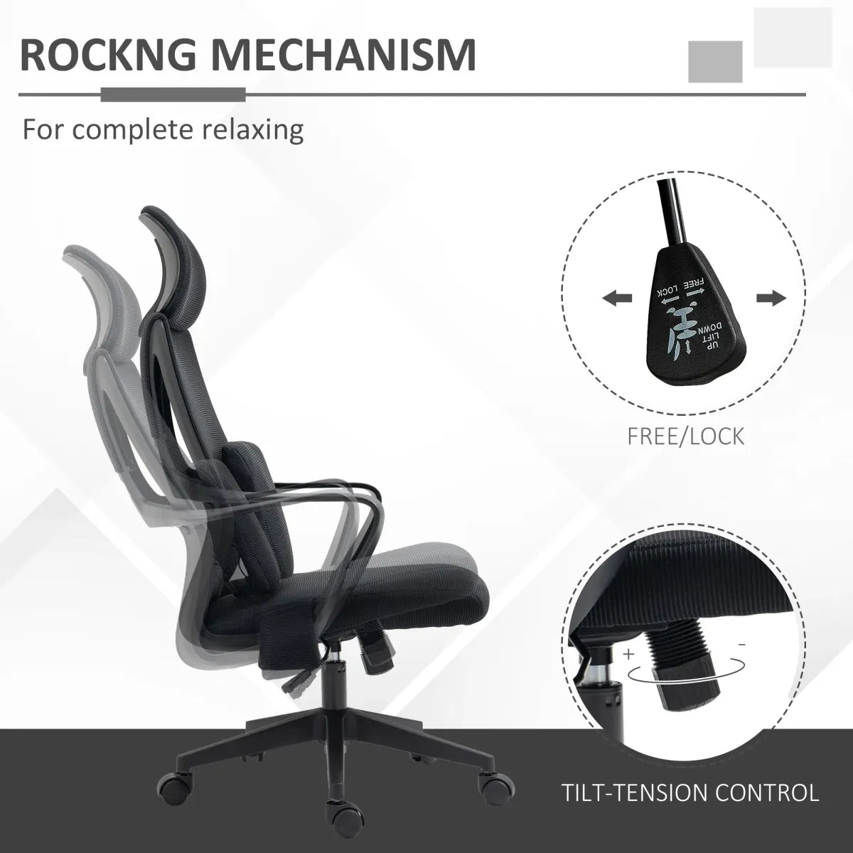 High-Back Mesh Office Chair – Ergonomic Swivel Desk Chair