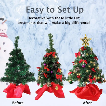 Tabletop Mini Christmas Tree Set with 50 LED Lights and Ornaments