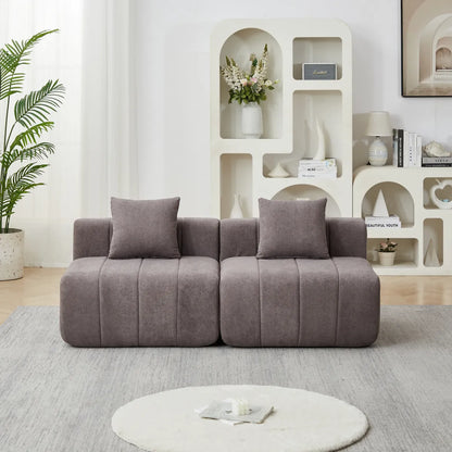 Chenille Modular Sofa Section with Pillows