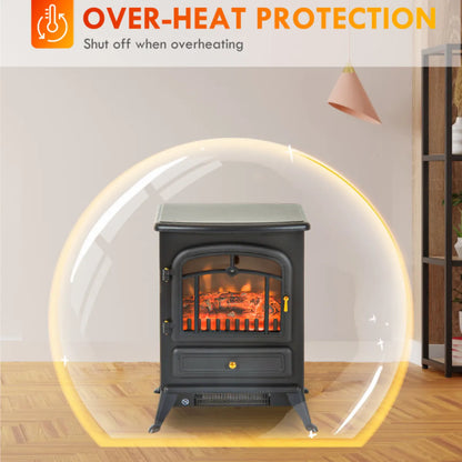 Electric Fireplace Heater with LED Flame Effect