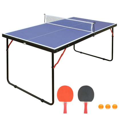 Foldable Table Tennis Table Set – Portable Ping Pong Table with Net and Paddles