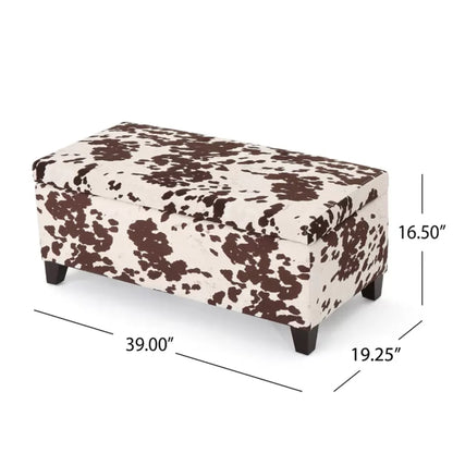 Velvet Storage Ottoman Bench, Brown Multi