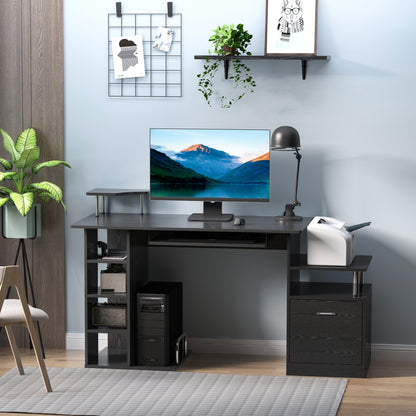 PC workstation desk with CPU and printer storage