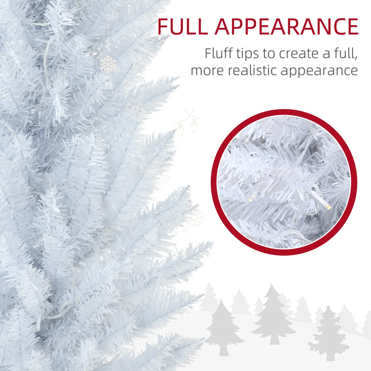 5' Pre-Lit Pencil Christmas Tree with LED Lights, White
