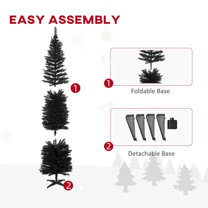 7' Artificial Pencil Christmas Tree with Stand, Black