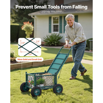Rolling Garden Seat with Storage – Heavy-Duty Metal Gardening Cart Stool
