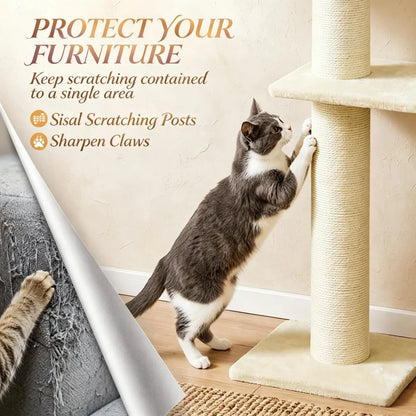 3-in-1 Cat Wall Shelves Furniture Set, Beige
