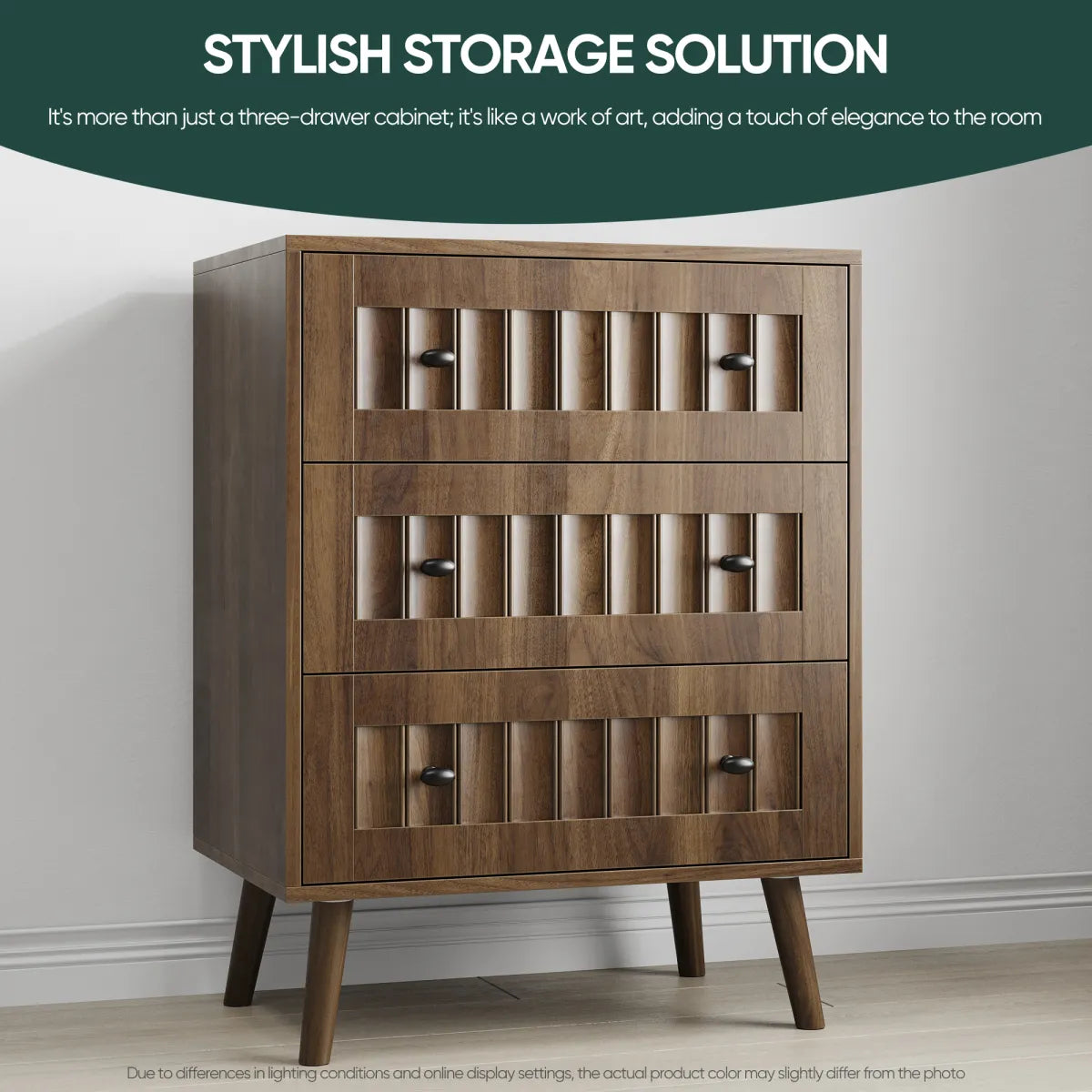 3-Drawer Walnut Dresser Chest – view 5