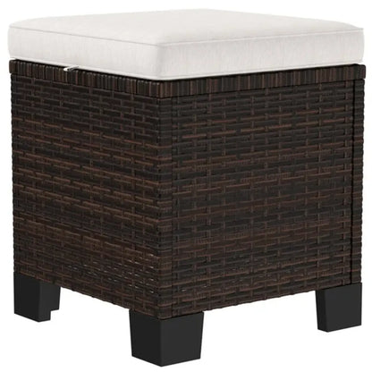 2-Piece Wicker Outdoor Ottoman Set with Cushions, Footrest and Side Table