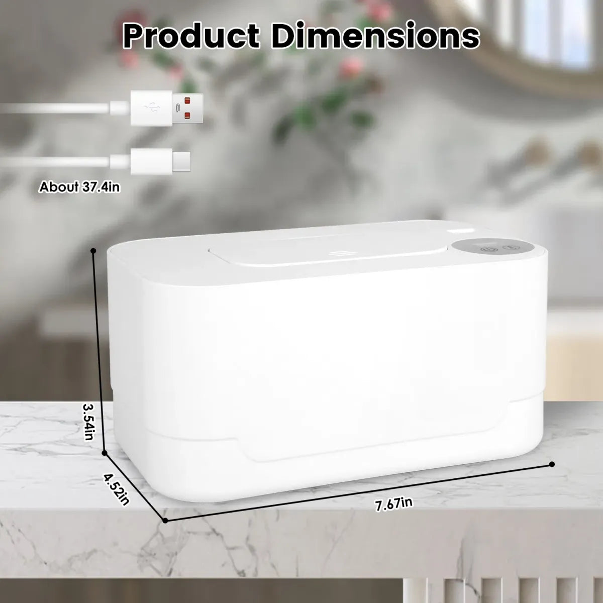 Baby Wipe Warmer – 3 Temperature Settings, USB-C Powered Wipe Dispenser