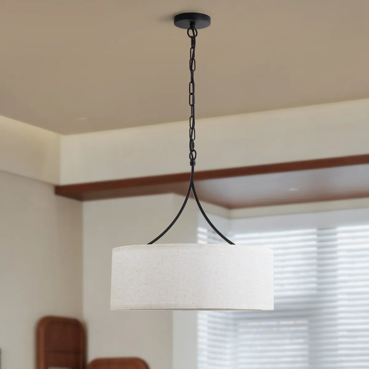 Modern 3-Light Fabric Pendant Light, Black – Adjustable Kitchen Island Lighting