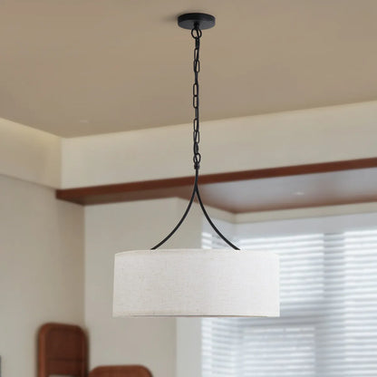 Modern 3-Light Fabric Pendant Light, Black – Adjustable Kitchen Island Lighting