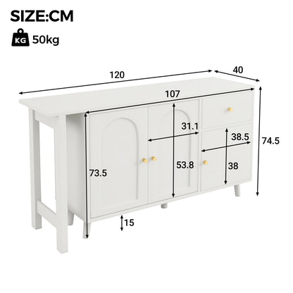 2-in-1 swivel desk and sideboard, white