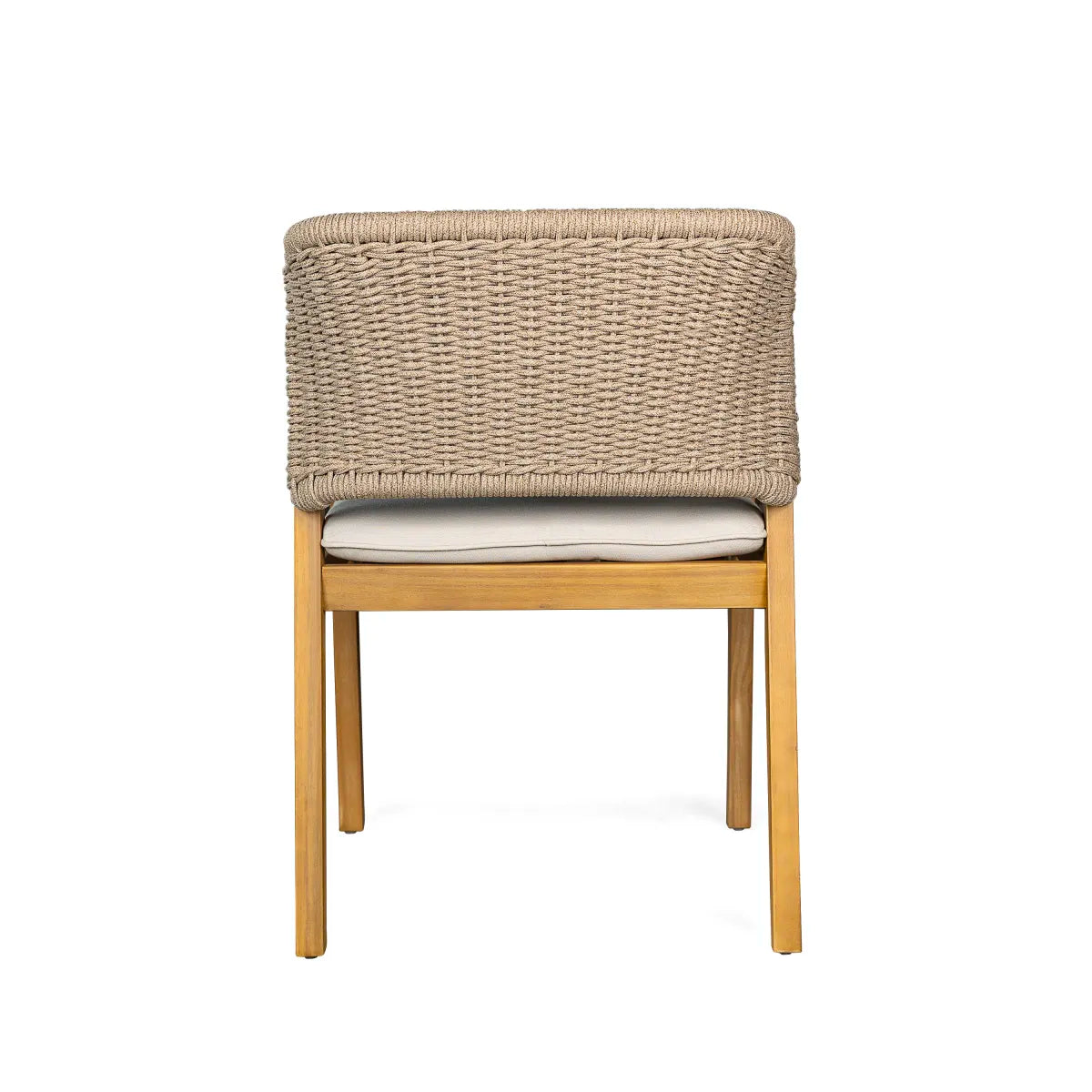 Rattan Wicker Patio Dining Chairs with Cushions, Set of 2, Light Teak