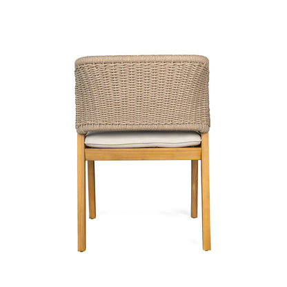 Rattan Wicker Patio Dining Chairs with Cushions, Set of 2, Light Teak