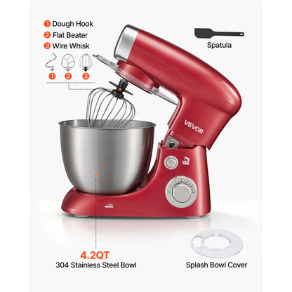 4.2 Qt Tilt-Head Stand Mixer – 400W, 6-Speed with Stainless Steel Bowl
