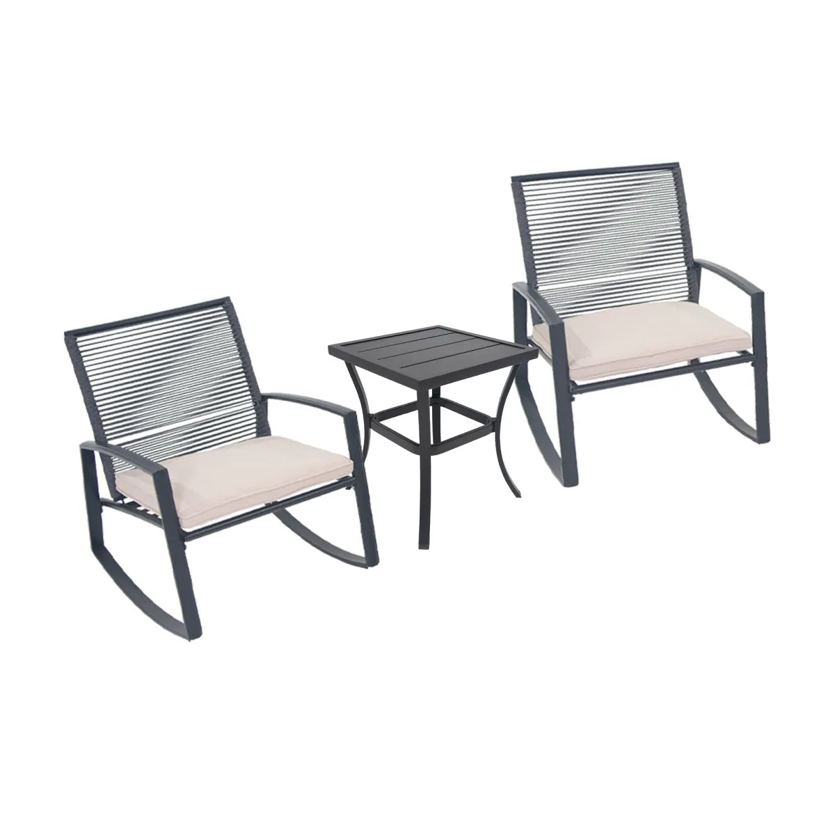 2-Person Outdoor Bistro Rocking Conversation Set with Table