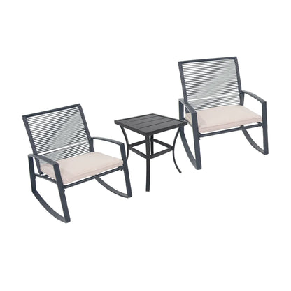 2-Person Outdoor Bistro Rocking Conversation Set with Table