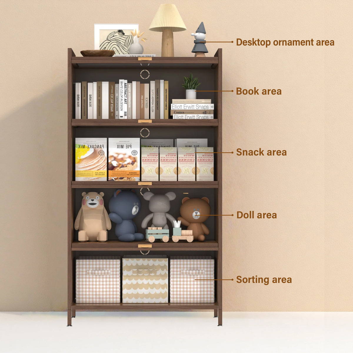 57 inch tall metal 4-door flip cabinet, walnut