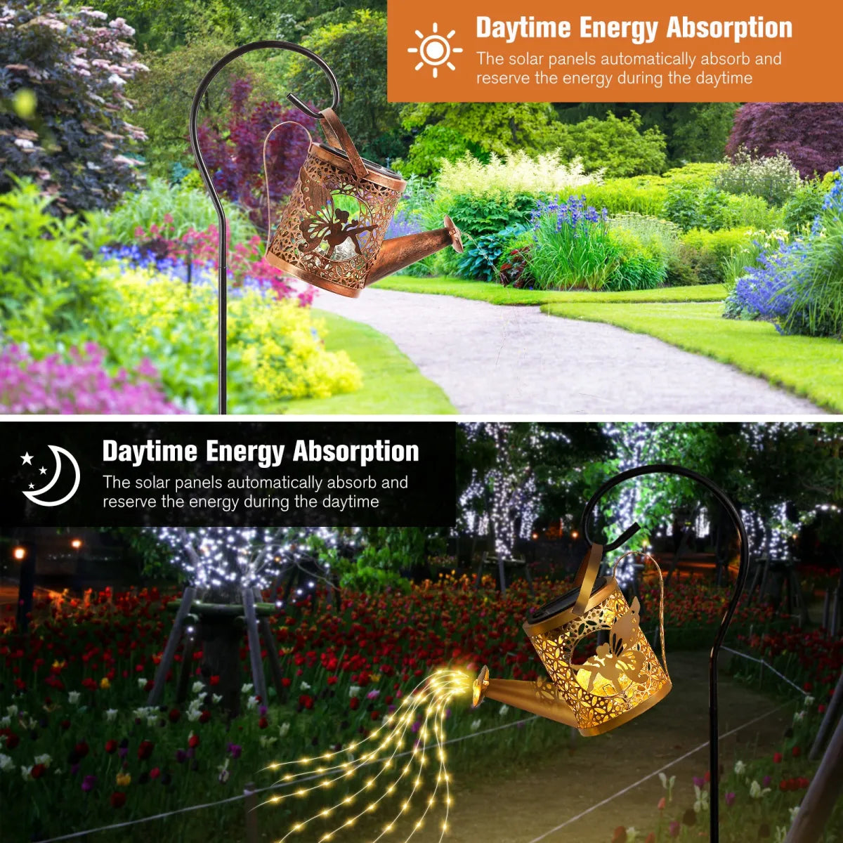 Solar Watering Can Light – Waterproof Metal Garden Lawn Decor