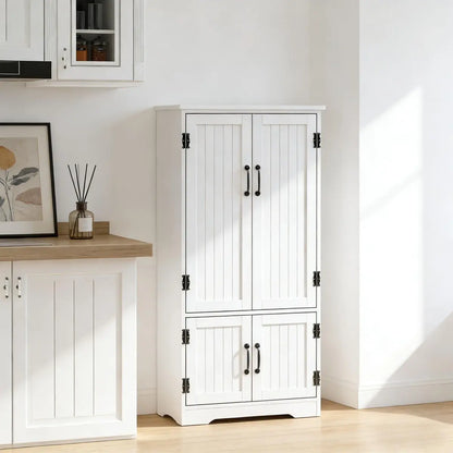 Farmhouse Freestanding Kitchen Pantry Cabinet, White – view 3