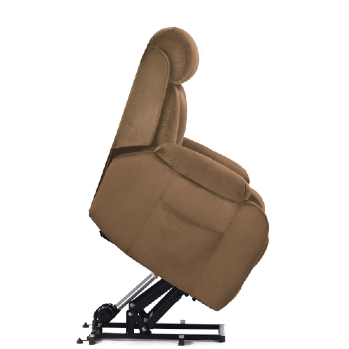 Power Lift Recliner Chair – Velvet Fabric with Wood & Steel Frame, Brown Living Room for Elderly – view 5