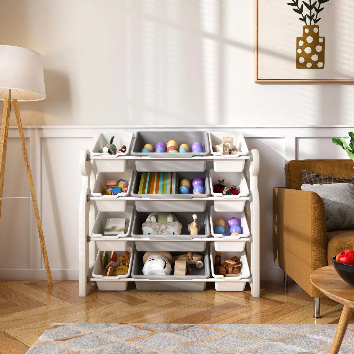 Kids Toy Storage Organizer – 12 Removable Bins, Playroom Shelf