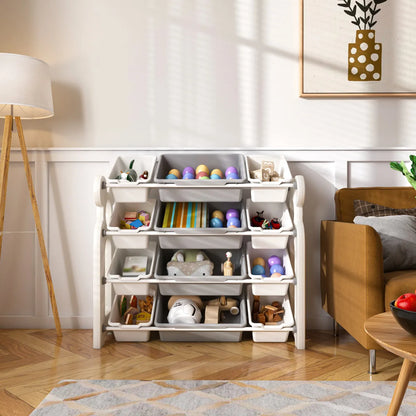 Kids Toy Storage Organizer – 12 Removable Bins, Playroom Shelf