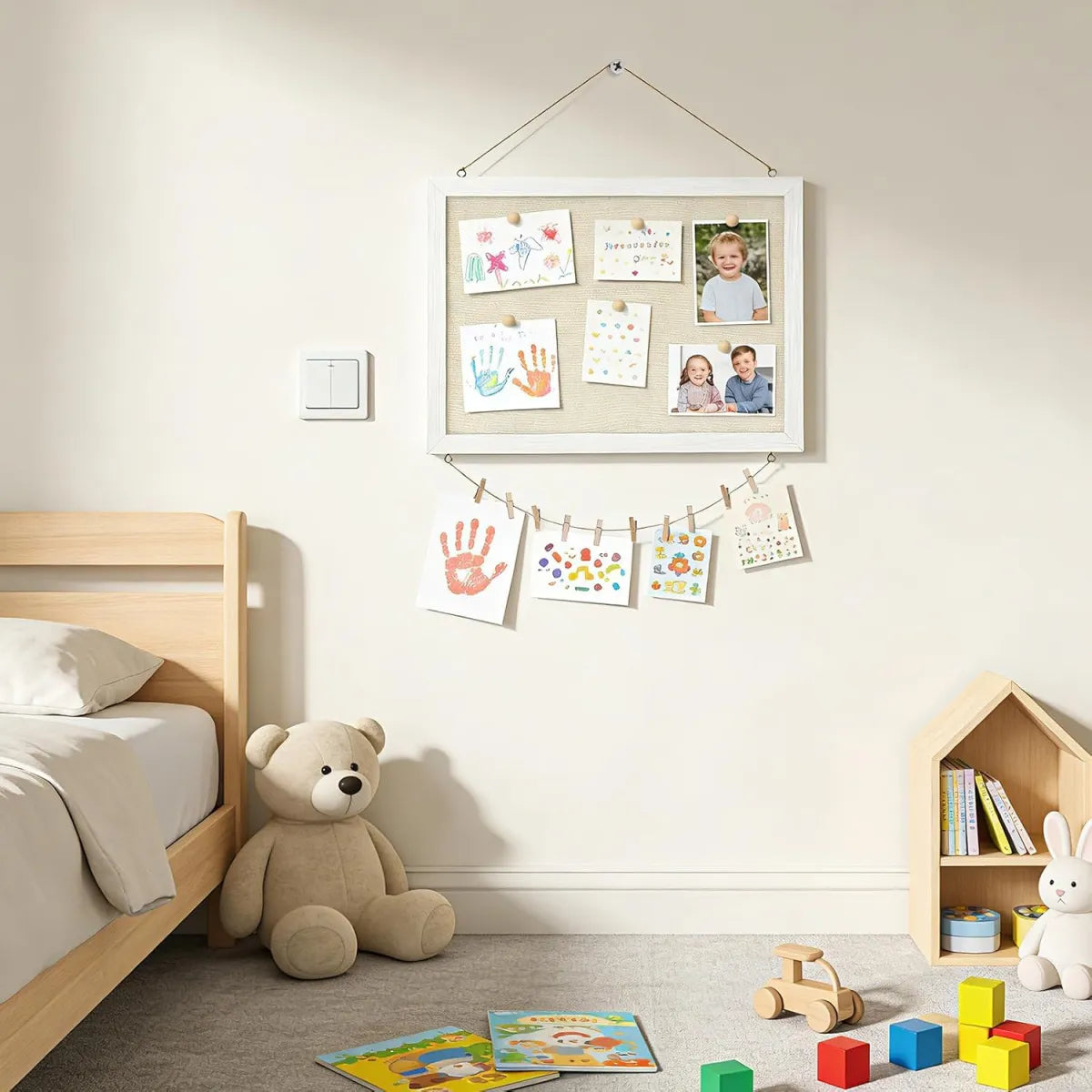 Double-Sided Linen Bulletin Board – Reversible Cork Memo Board