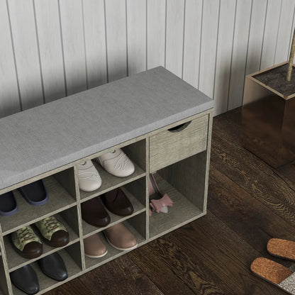 3-Tier Entryway Storage Bench with Shoe Rack & Cushion – view 3