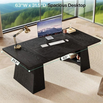 63 inch executive desk with double pedestal storage