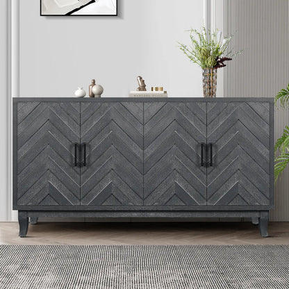 Vintage Lacquered 4-Door Buffet Cabinet
