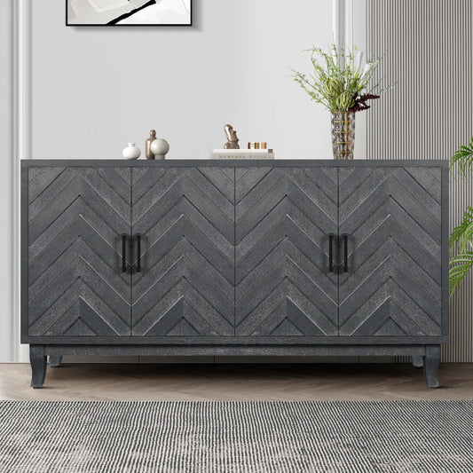 Vintage Lacquered 4-Door Buffet Cabinet