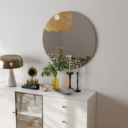 80cm Round Wall Mirror, Antique Silver
