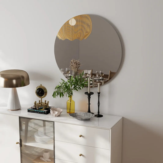 80cm Round Wall Mirror, Antique Silver