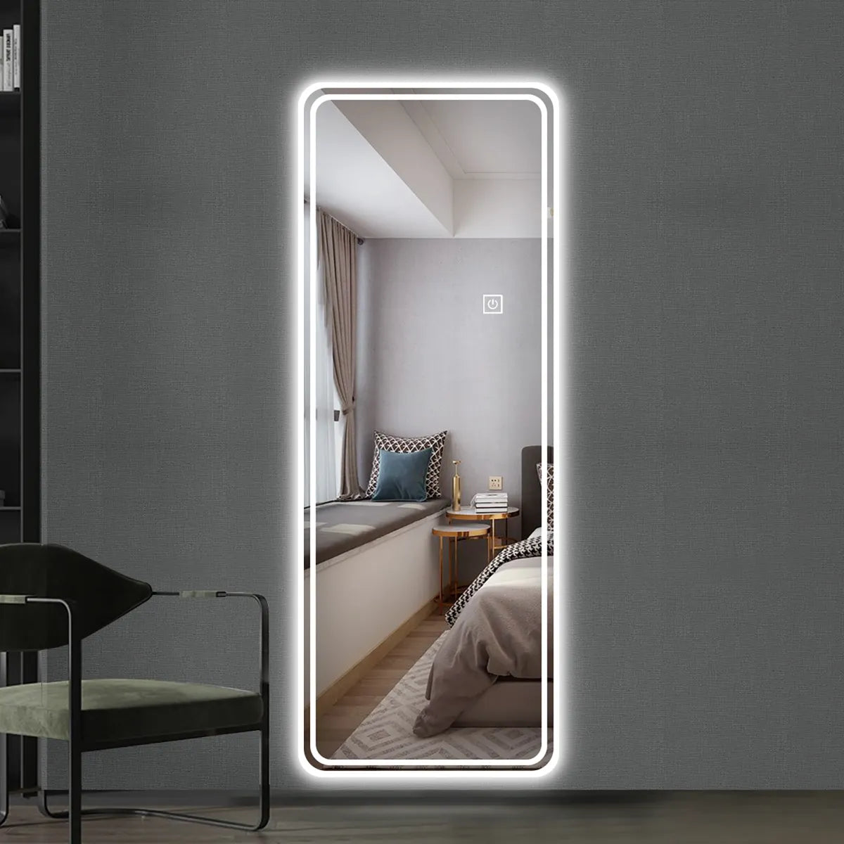 65" LED Full Length Floor Mirror, Wall-Mounted Lighted Mirror – view 2