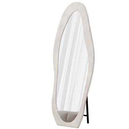 Full-Length Floor Mirror with Flannel-Wrapped Frame – Leaning Wall Mirror