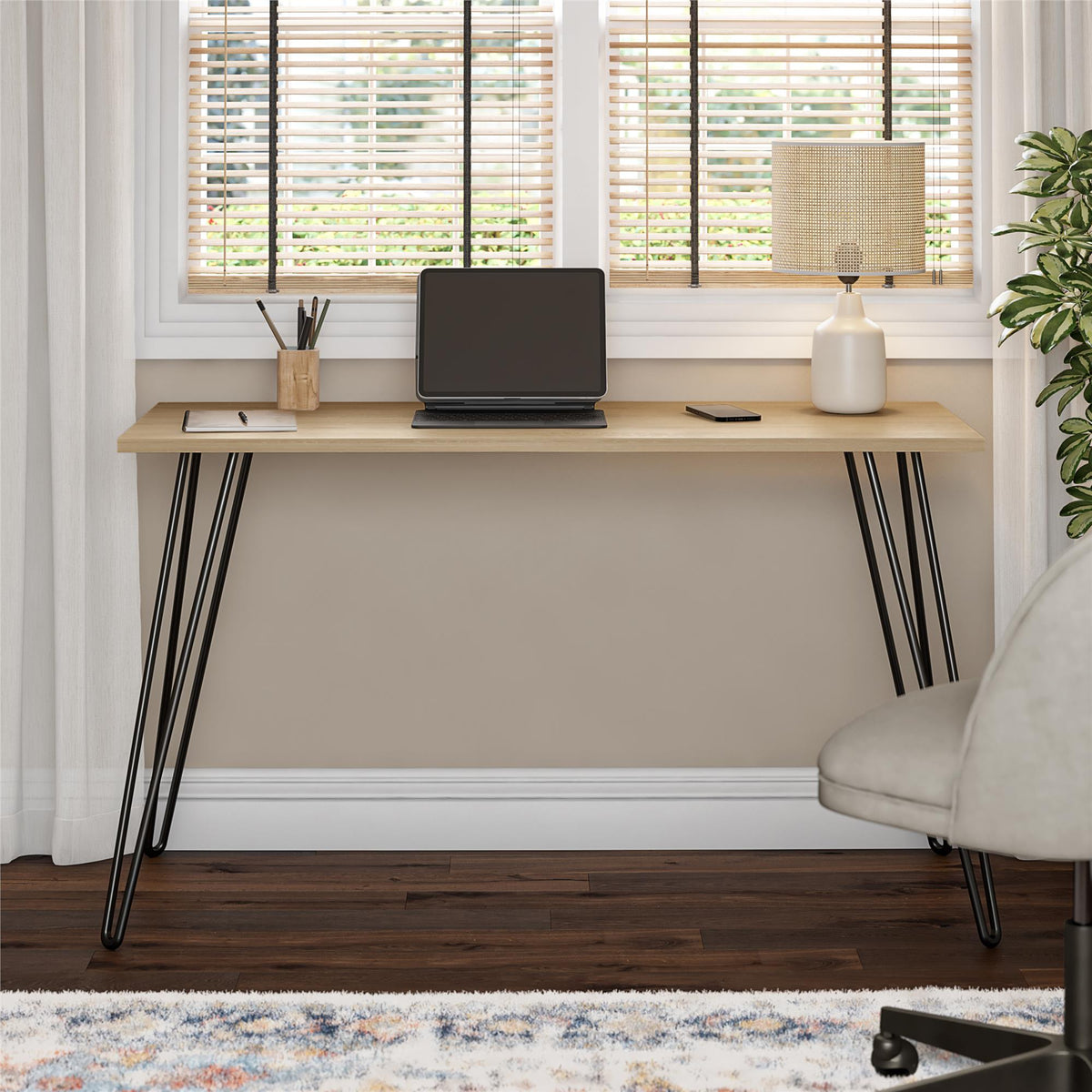 Owen writing desk, walnut and black