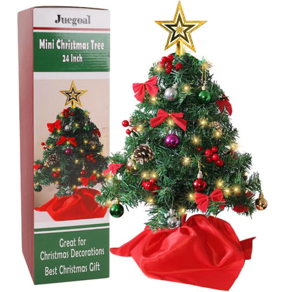 Tabletop Mini Christmas Tree Set with 50 LED Lights and Ornaments