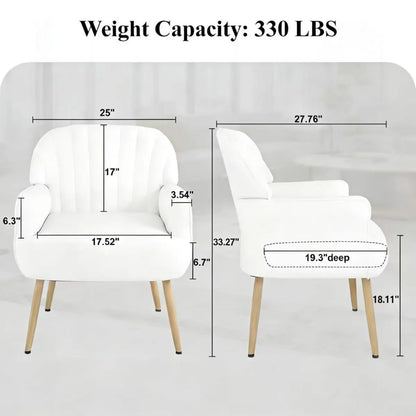 Velvet Accent Chair – Shell-Shaped Barrel Armchair with Metal Legs, Beige